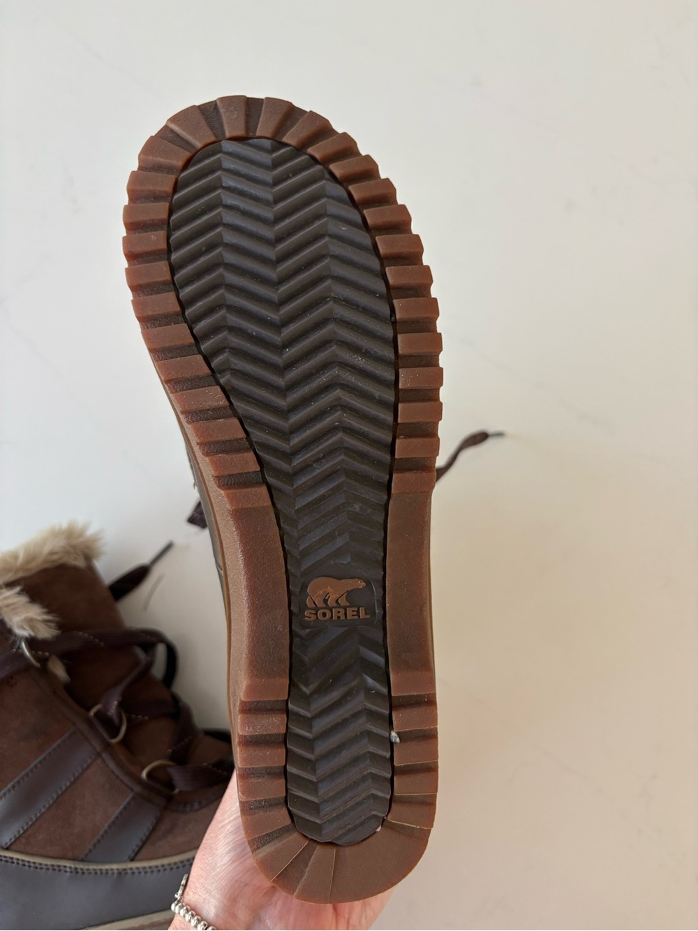 SOREL Tivoli Winter Boots Size 7 Brown Faux Fur Snow Fall Outdoors Cozy Cabin - Picture 8 of 11